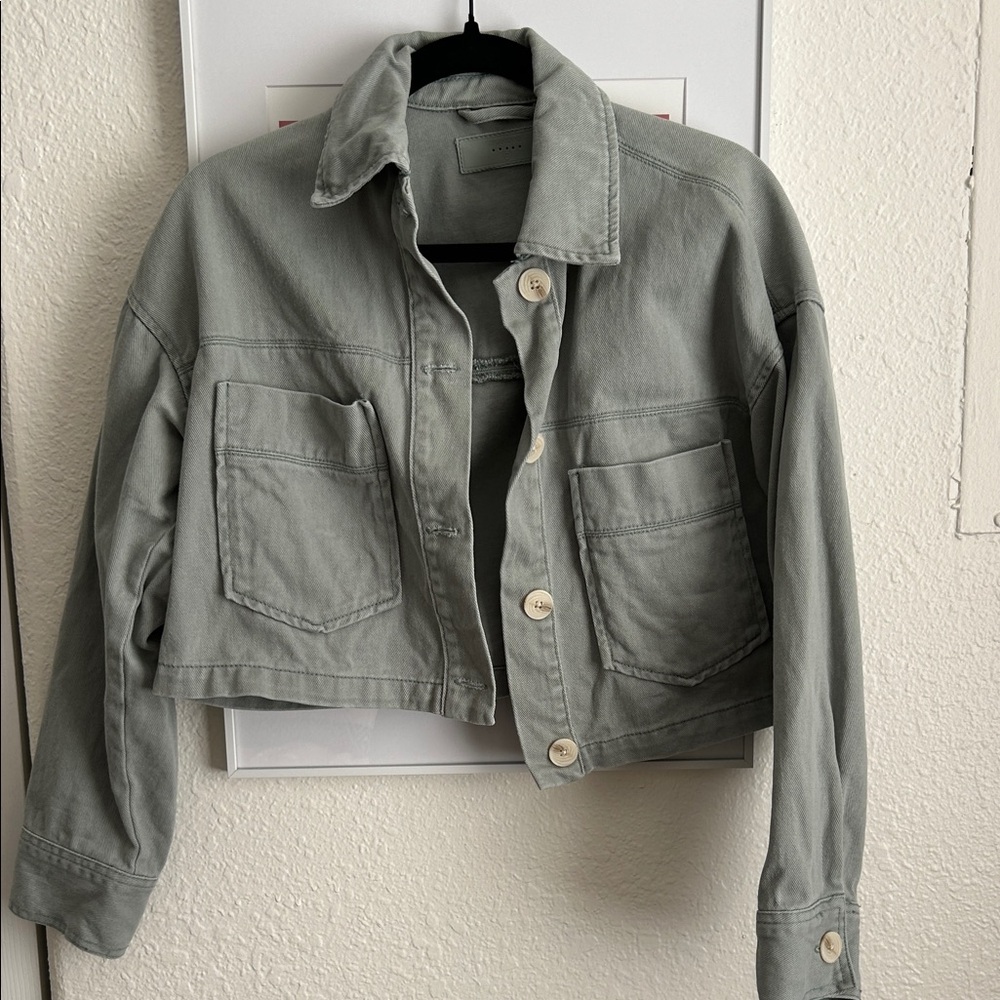 BlankNYC Cropped Utility Jacket - Sage Green